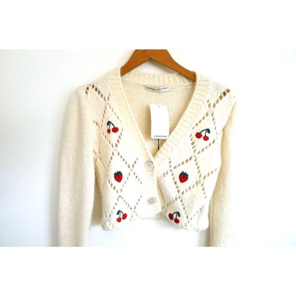 ALESSANDRA RICH ITALY Fruit Alpaca Blend Cardigan Sweater YOOX 40 S NWT $1380 - Picture 4 of 16